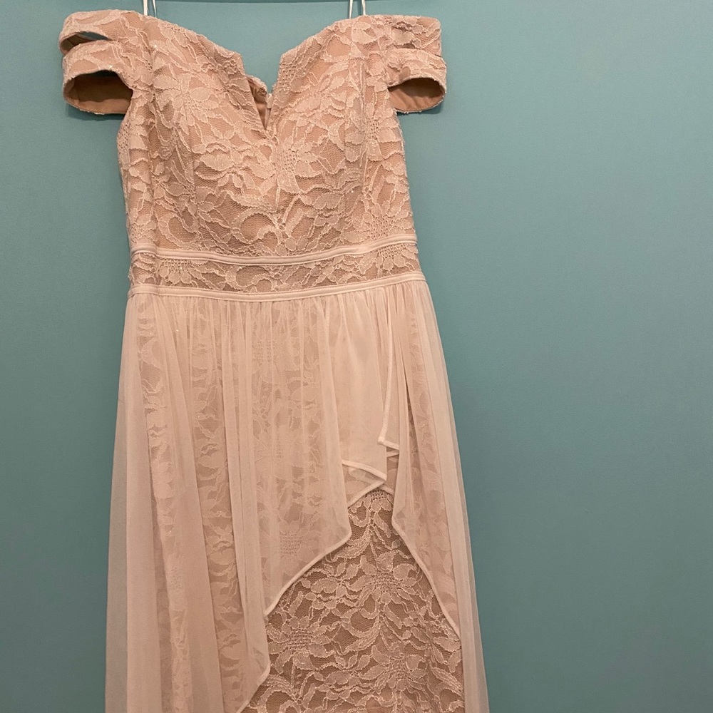 white/cream slit dress